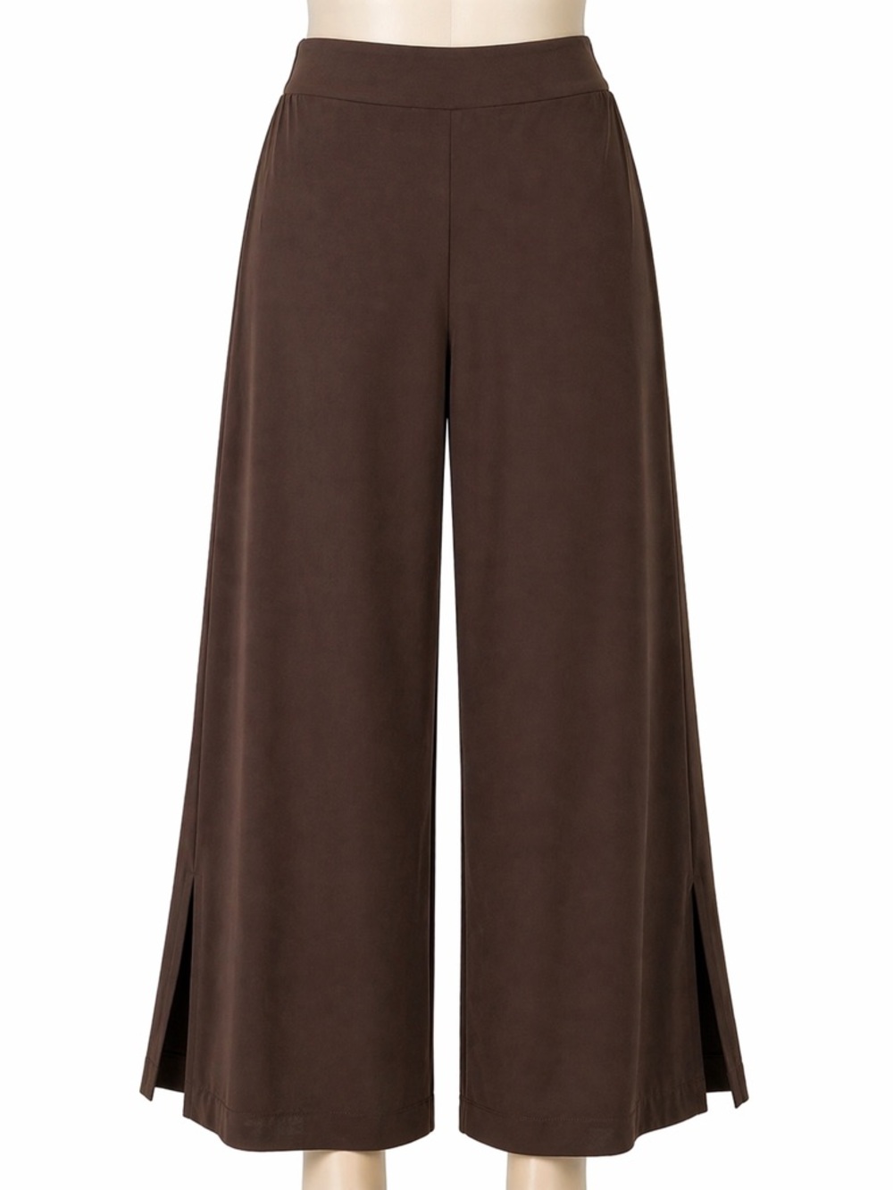 Brown Wide Leg Pants XL Stretch High Waisted Flowy Casual Work Pants